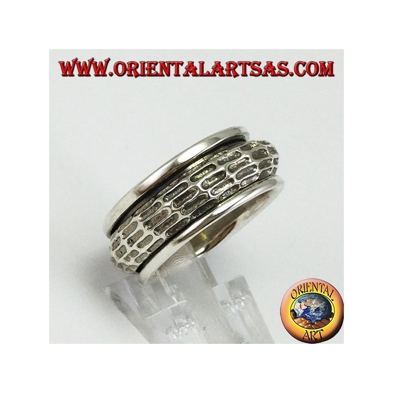 Bague en argent antistress Convex tourbillonnant et sculpté