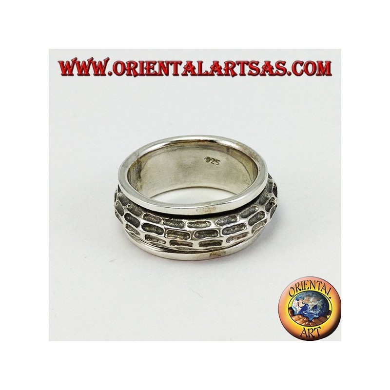 Bague en argent antistress Convex tourbillonnant et sculpté