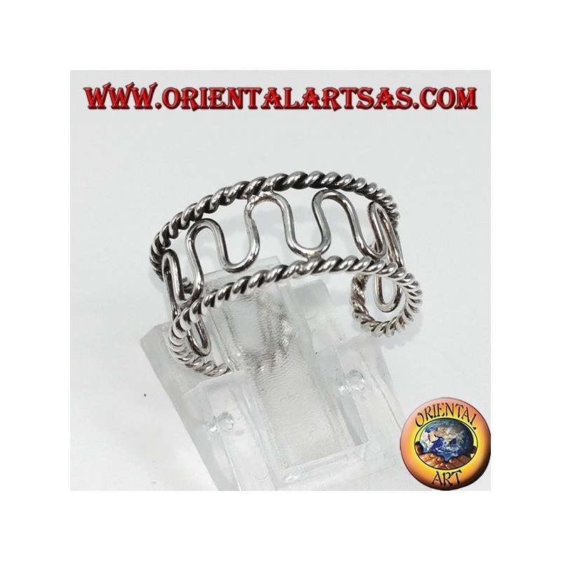 Anillo de plata bruñido por pies o falange, onda de alambre