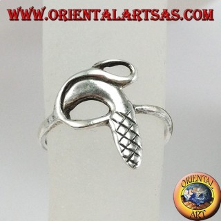 Bague en argent avec des pieds ou une phalange, ressemblant à un serpent