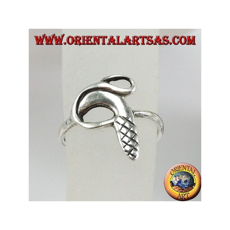 Silver ring with feet or phalanx, snake-like