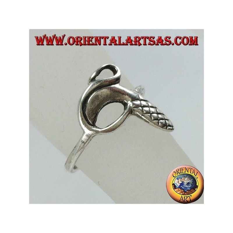 Anello in argento brunito da piedi o falange a serpente