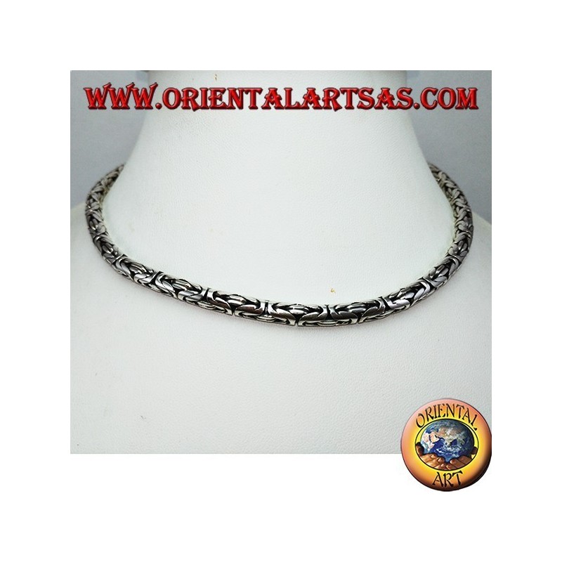 Silver necklace, Indonesian snake BOROBUDUR 40 cm Byzantine mesh