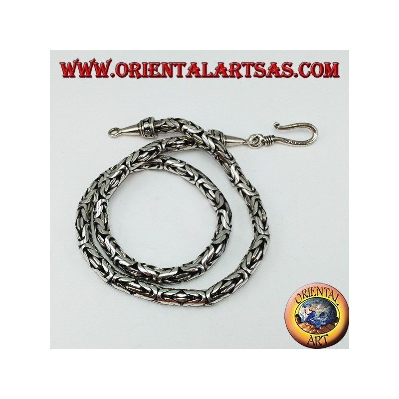 Collar de plata, serpiente de Indonesia BOROBUDUR 40 cm malla bizantina