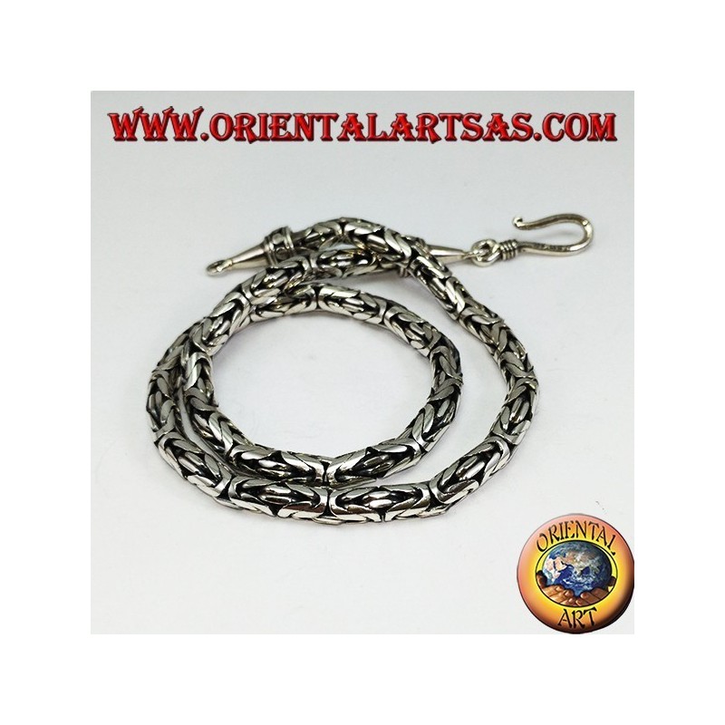 Collar de plata, serpiente de Indonesia BOROBUDUR 40 cm malla bizantina