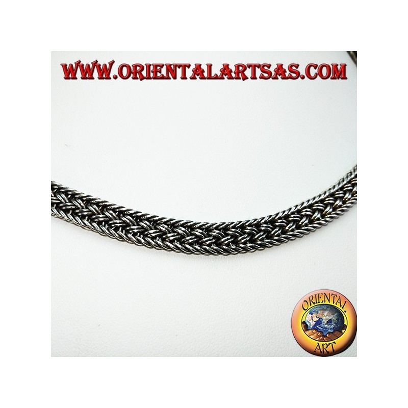 Halskette aus Silberhalsband, 50 cm flach geflochtene Schlange