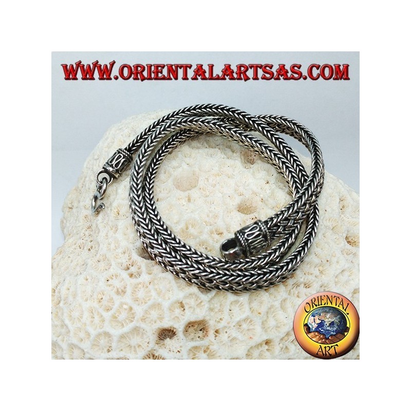 Collana in argento girocollo , snake intrecciata piatta da cm 50
