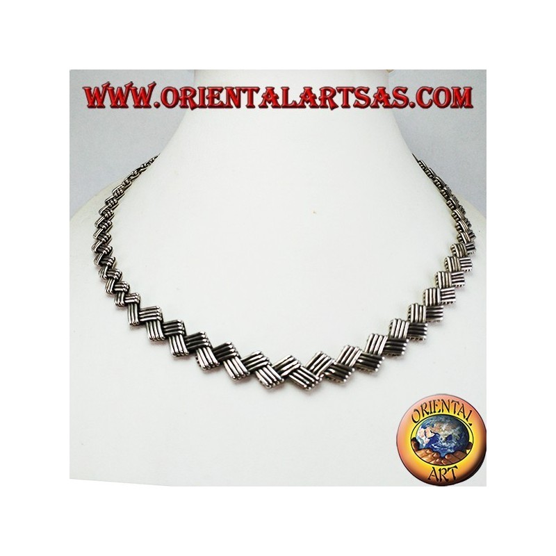 Silberne ethnische flache Chokerhalskette