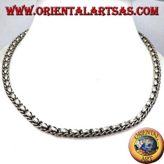 Collana in argento 925‰ girocollo  treccia ed anelli
