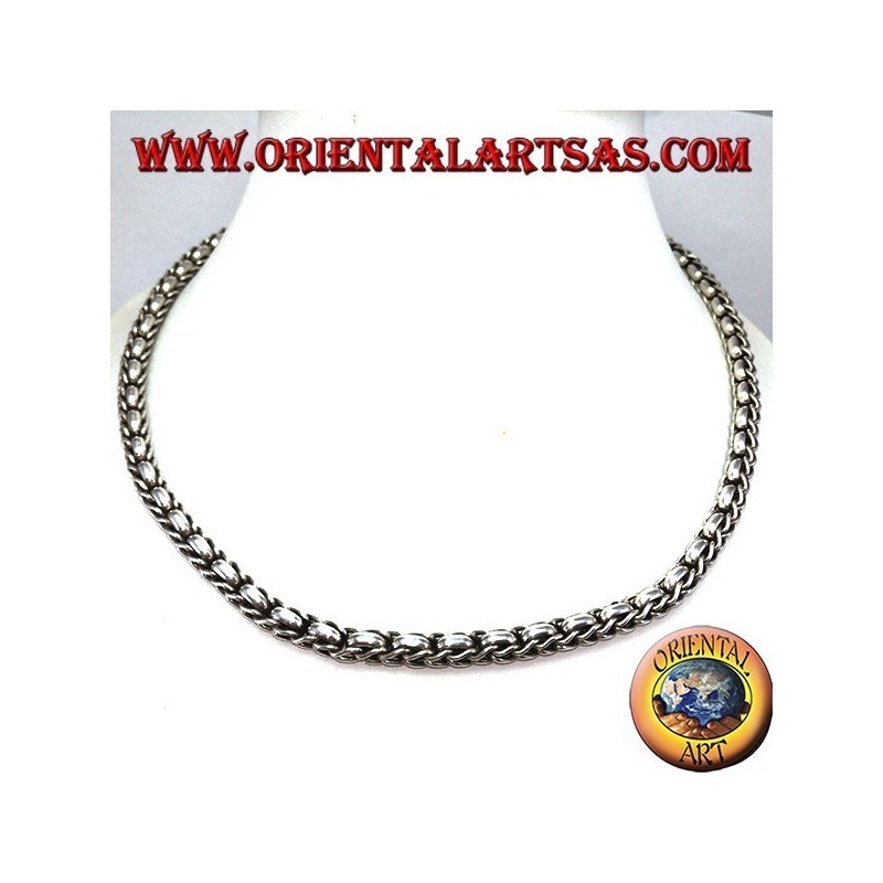 Collar en plata 925 ch trenza y anillos de plata