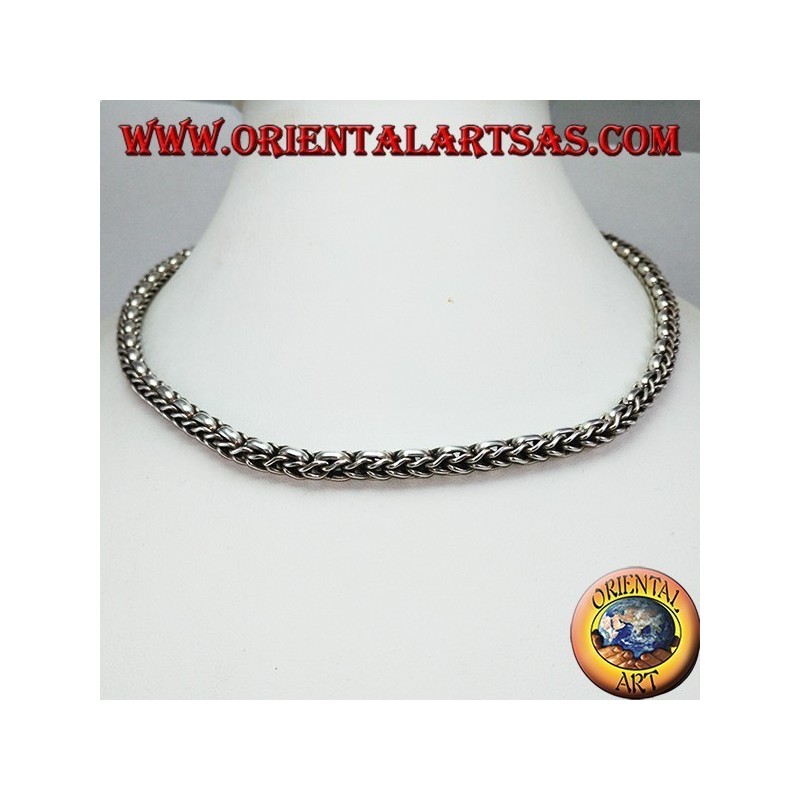 Necklace in 925 ‰ silver choker braid and rings