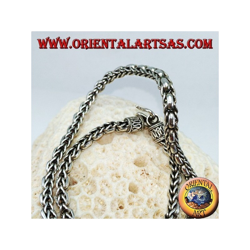 Halskette in 925 ‰ Silber Chokergeflecht und Ringe