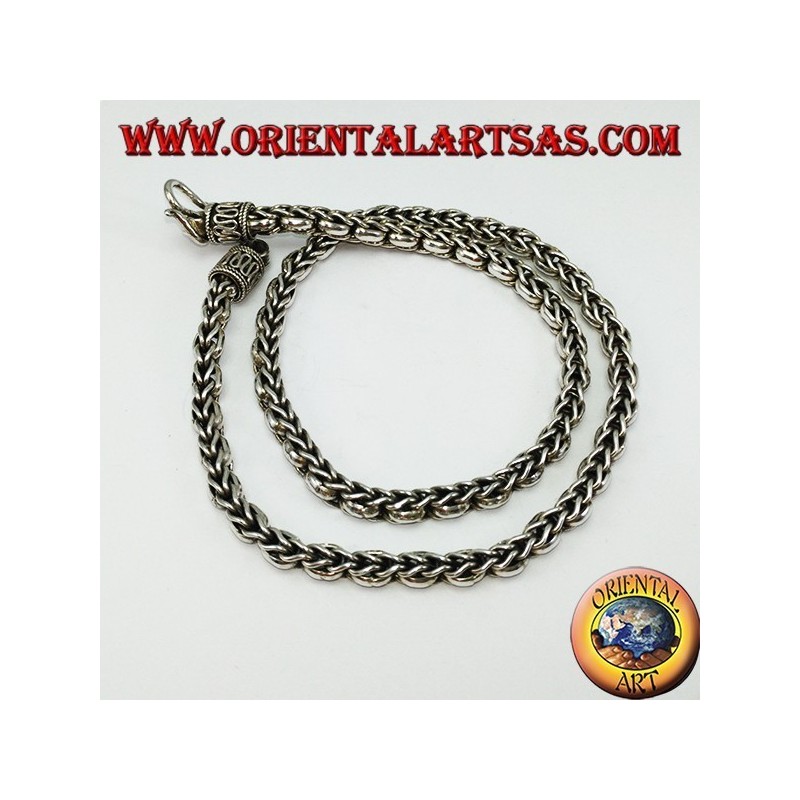 Collier en tresse et anneaux en argent 925 ‰