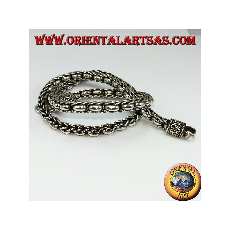 Necklace in 925 ‰ silver choker braid and rings