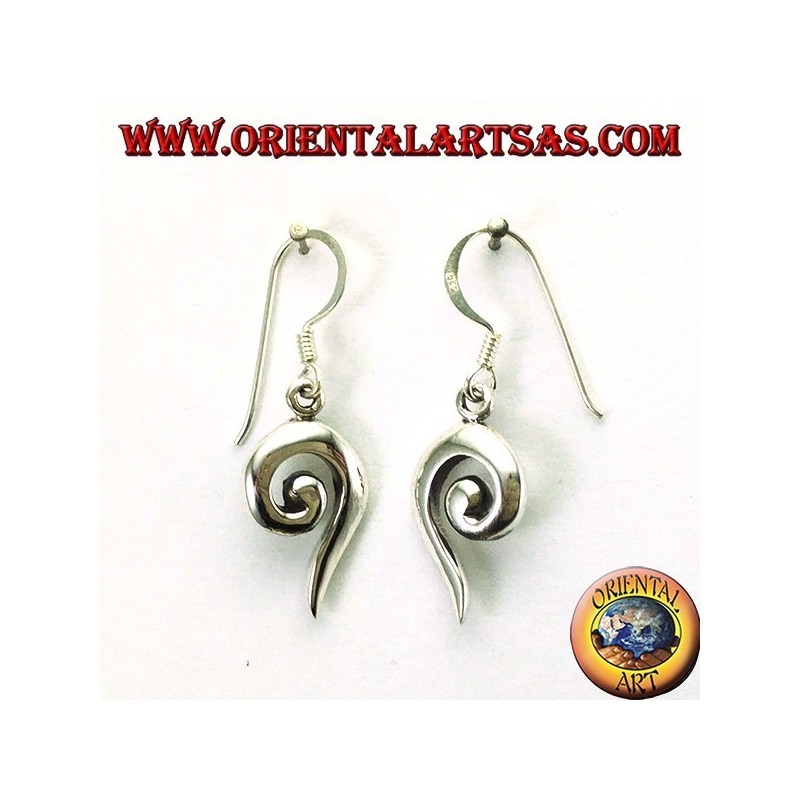 Silver earrings with open spiral