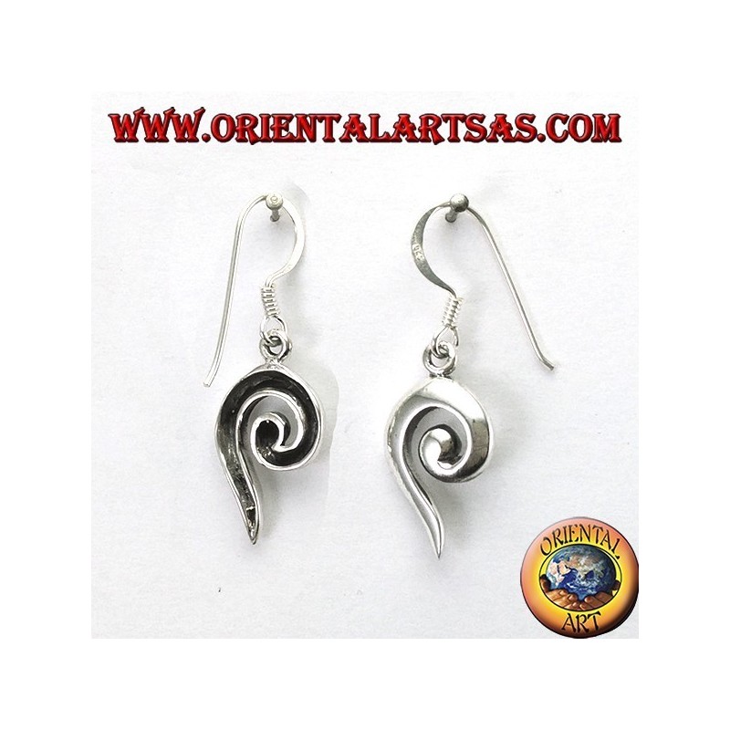 Silver earrings with open spiral