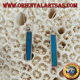 Pendientes de plata con barra con pasta turquesa