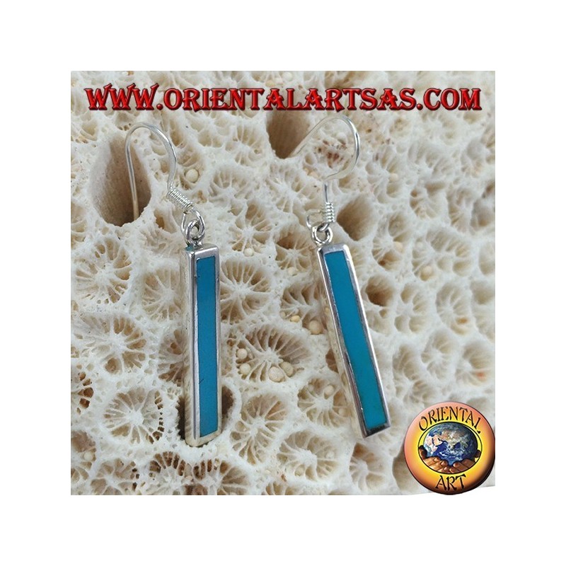 Pendientes de plata con barra con pasta turquesa