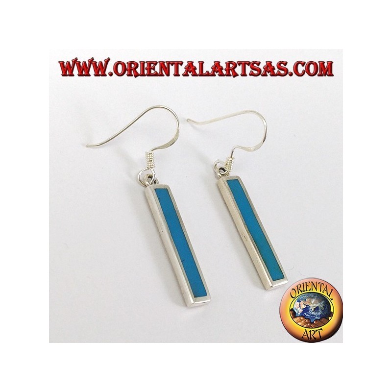 Boucles d'oreilles en argent avec barre avec pâte turquoise