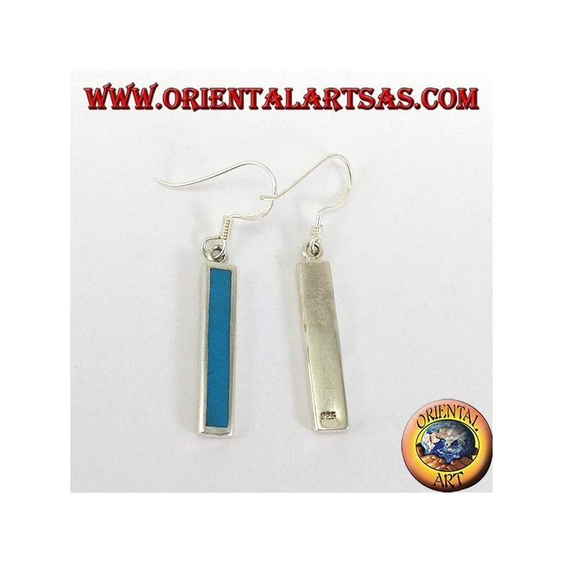 Boucles d'oreilles en argent avec barre avec pâte turquoise
