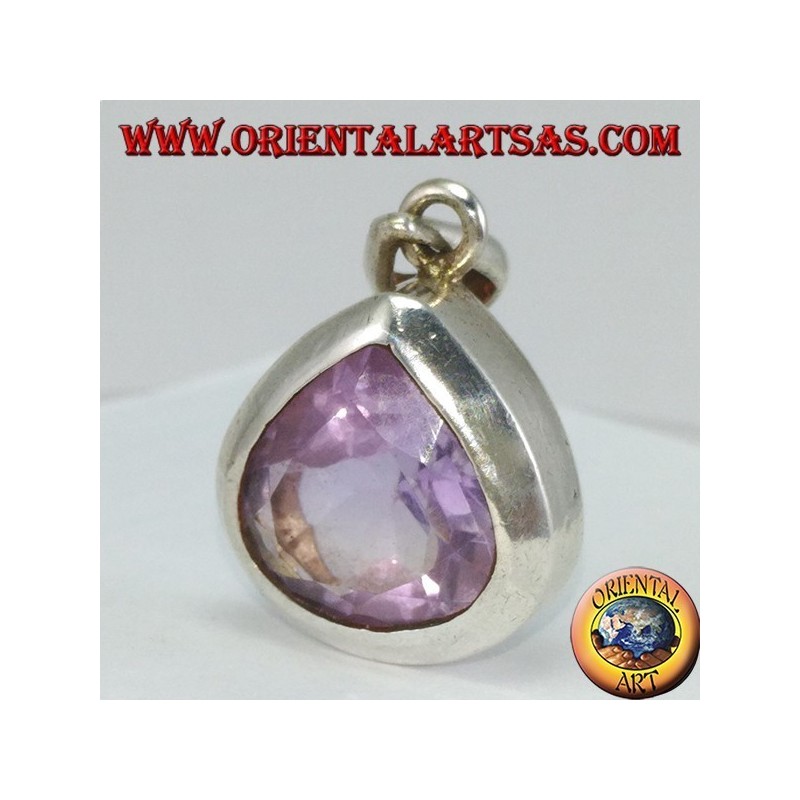 Silberanhänger mit natürlichem Teardrop Amethyst (groß)