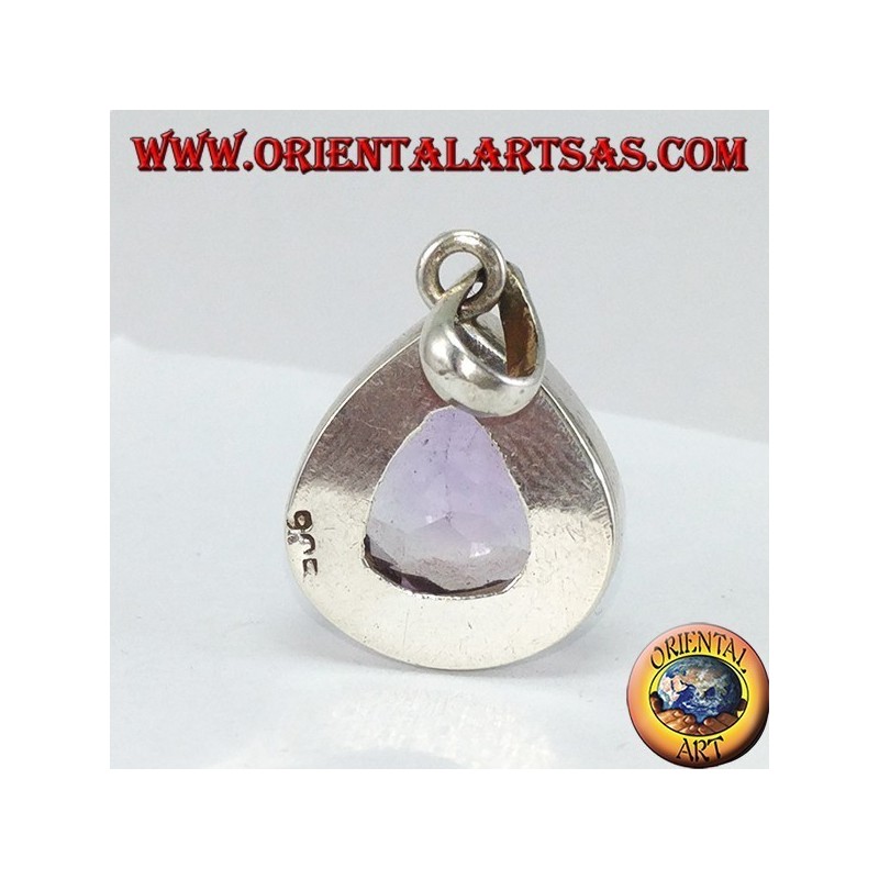 Silver pendant with natural teardrop amethyst (large)