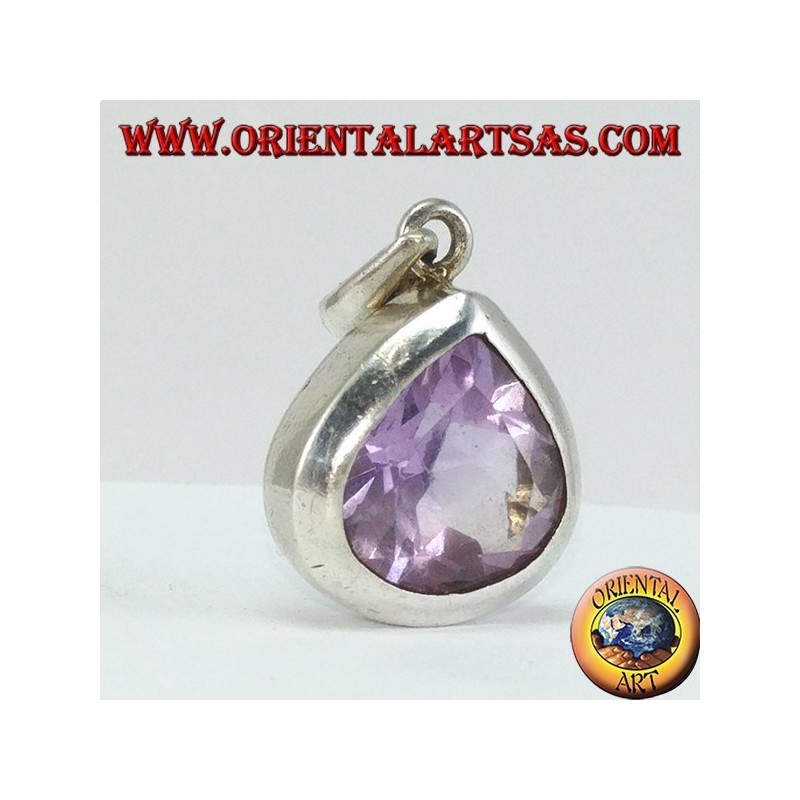 Silberanhänger mit natürlichem Teardrop Amethyst (groß)