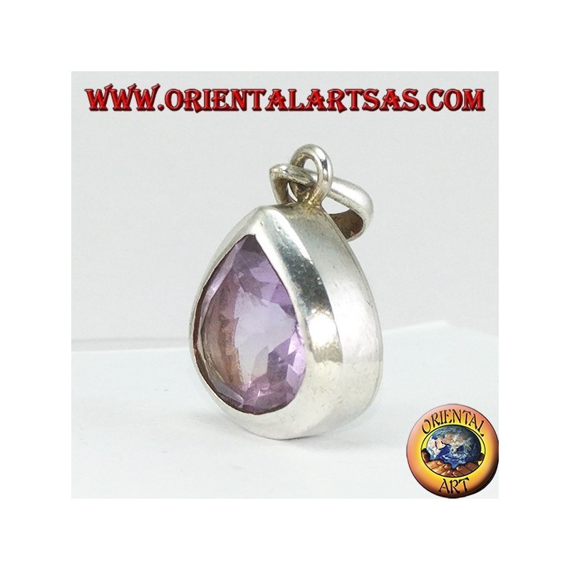 Silberanhänger mit natürlichem Teardrop Amethyst (groß)
