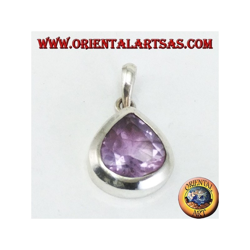 Silberanhänger mit natürlichem Teardrop Amethyst (groß)