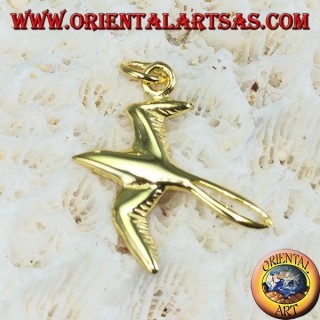 Hirondelle pendentif en argent plaqué or