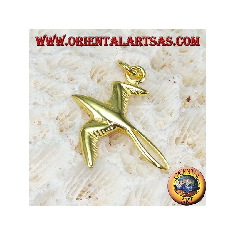 Hirondelle pendentif en argent plaqué or