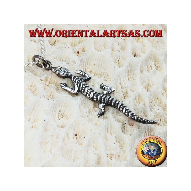Pendentif en lézard argenté