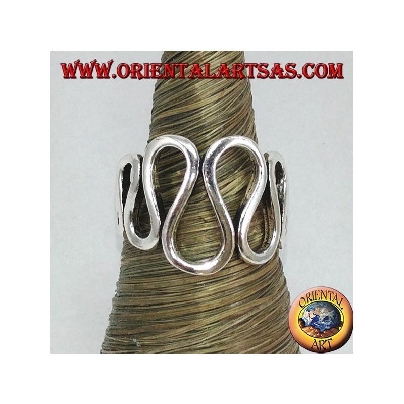 Anello in argento ad onde alterne