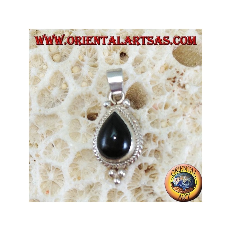 Silver pendant with a black star (drop)