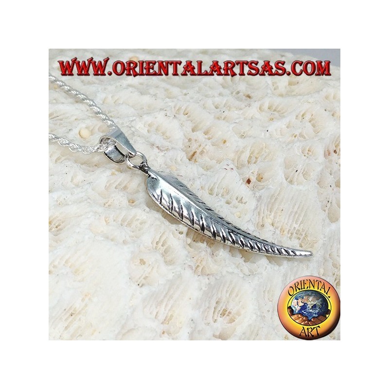 Colgante de plata con forma de pluma de purificación