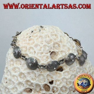 Silver bracelet, shield ethnic design