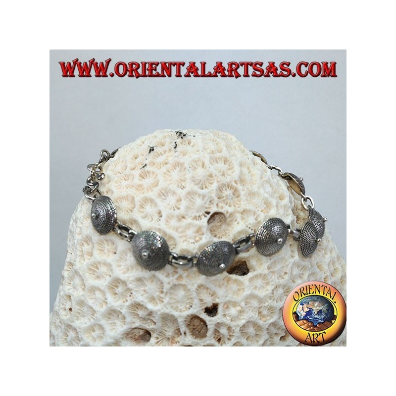 Silver bracelet, shield ethnic design