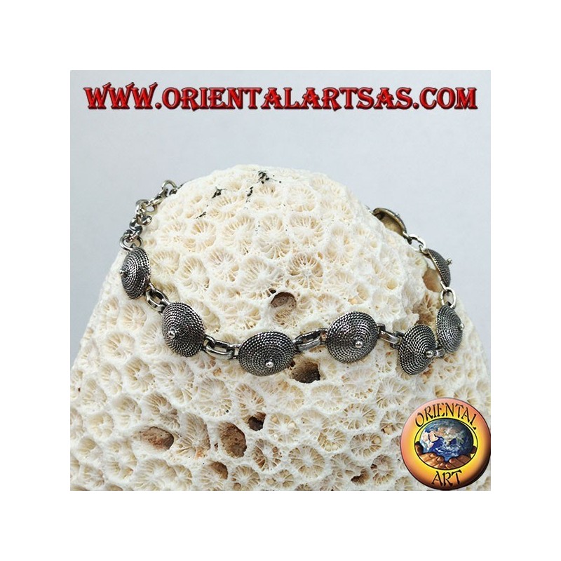 Silver bracelet, shield ethnic design