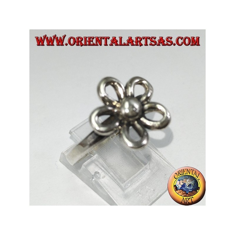 Silver ring with orange flower (auspicious symbol)
