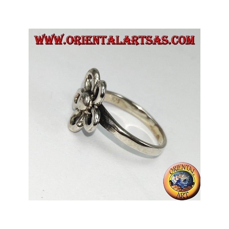 Bague en argent avec fleur d'oranger (symbole de bon augure)