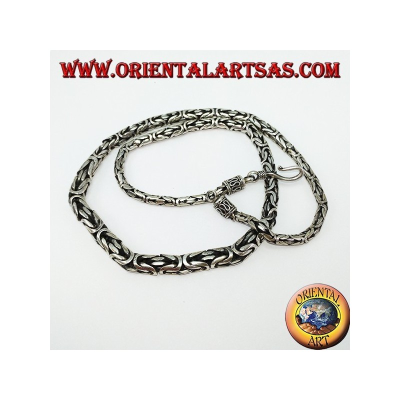 Collana in argento, borobudur a scalare cm 52 maglia bizantina