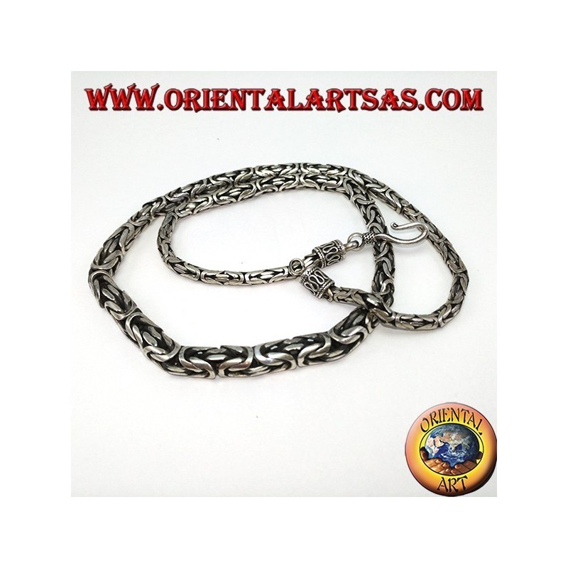 Silver necklace, borobudur to climb 52 cm Byzantine mesh