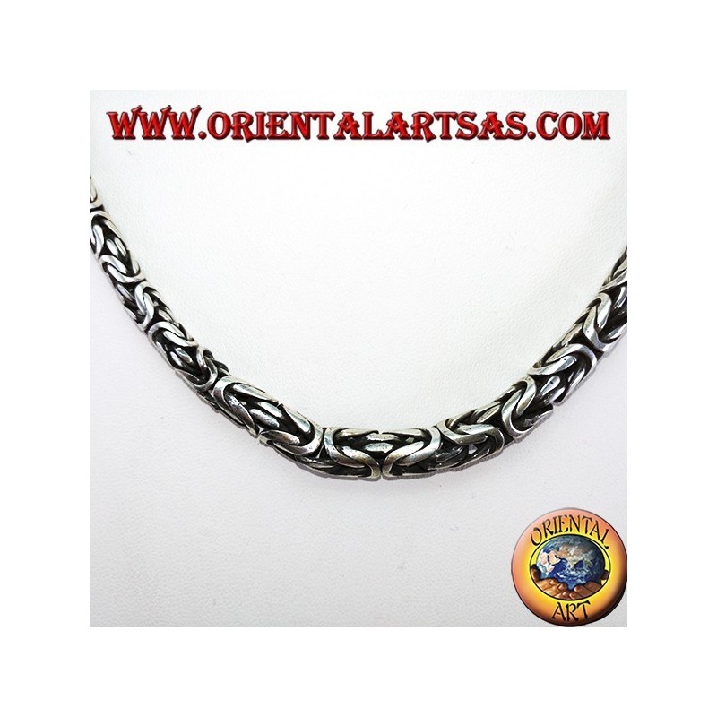 Collana in argento, borobudur a scalare cm 52 maglia bizantina