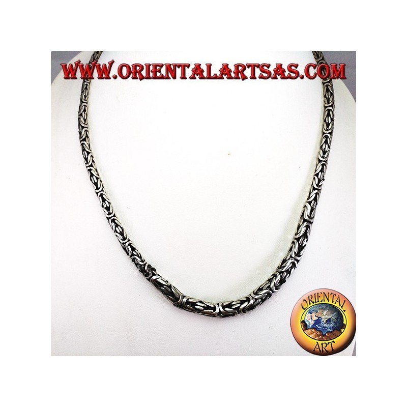 Silver necklace, borobudur to climb 52 cm Byzantine mesh