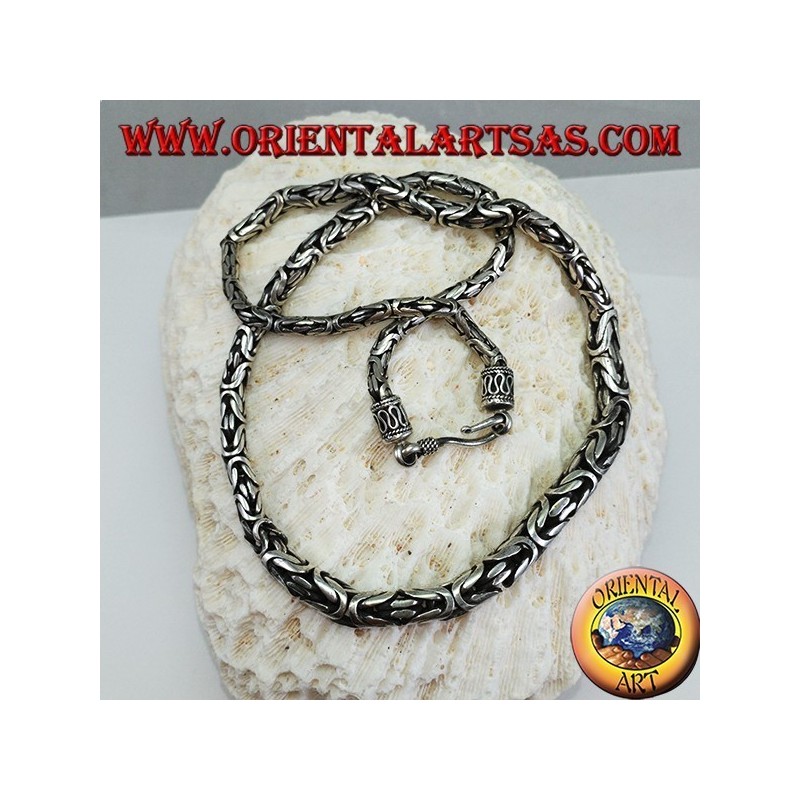 Collar de plata, borobudur para subir 52 cm de malla bizantina
