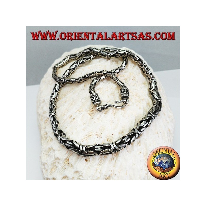 Collar de plata, borobudur para subir 52 cm de malla bizantina