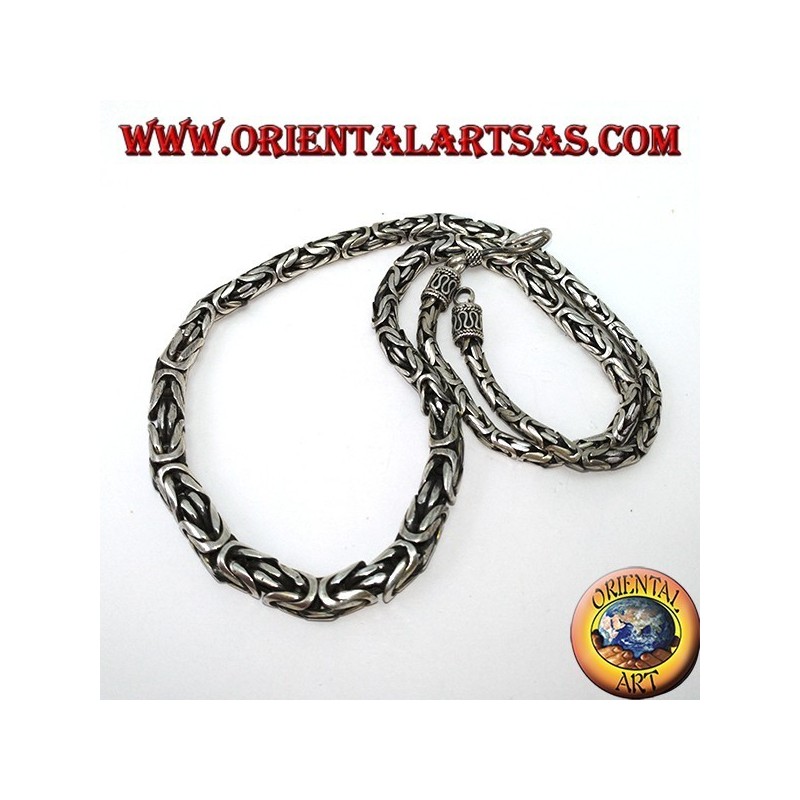 Silver necklace, borobudur to climb 52 cm Byzantine mesh