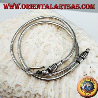 Collar en plata 925, serpiente de 45 cm con gancho desmontable