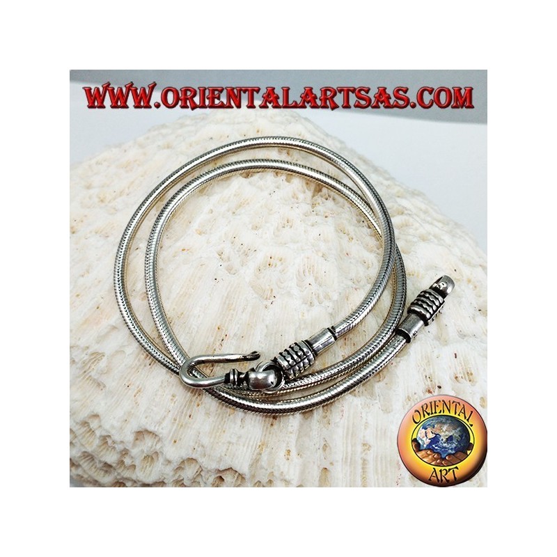 Collar en plata 925, serpiente de 45 cm con gancho desmontable