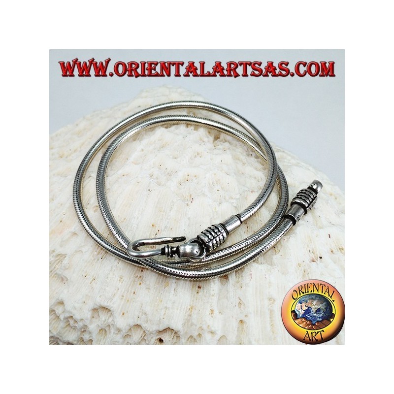 Necklace in 925 silver, 45 cm snake with detachable hook